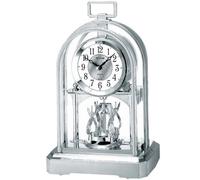 SILVER TABLE CLOCK QUARTZ WITH ROTARY PENDULUM, HOUSING