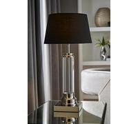 MiniSun | Modern Clear Glass Column Design Touch Table Lamp with a White Tapered Shade | Home Décor, Bedside & Desk Lamp