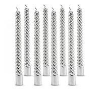 Silver Taper Candles Universal Spiral Candle Metallic Dripless Unscented Dinner Candles Paraffin Wax with Cotton Wicks Birthday Wedding Parties (Pack of 2)