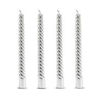 Silver Taper Candles Universal Spiral Candle Metallic Dripless Unscented Dinner Candles Paraffin Wax with Cotton Wicks Birthday Wedding Parties (Pack of 1)