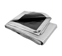 Silver Tarpaulin 2 x 2 m - 260 GSM Extra Heavy Duty Waterproof Sheet with Rubber Reinforced Corners - UV Resistant Ground Sheet Cover for Garden Furniture, Camping, Construction, Outdoor Protection