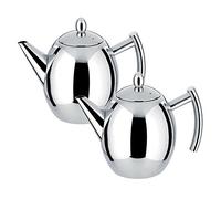 Silver Teapot Cafetiere in Stainless Steel with Large Capacity Infuser Filter (1L)