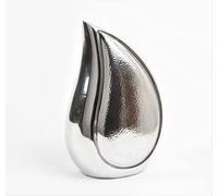 Silver Teardrop Cremation Urn for Adult Human Ashes - Hand-Hammered Metal Memorial Urn, 200 Cubic Inch Capacity, Secure Threaded Lid & Velvet Base - Elegant Decorative Funeral Keepsake
