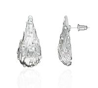 Silver Textured Drop Stud Earrings, Unique Statement Design Fashion Jewelry, Lightweight and Comfortable, Earrings for Any Occasion