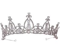 Silver Tiara Rhinestone Wedding Bridal Crown, Crown Headband, Crystal Birthday Corwn Tiara, Crystal Simulated Pearls Leaf Tiaras Crowns for Dancing Party,The shape is exquisite and the costume is perf