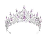 Silver Tiara Wedding Women Tiaras Purple Crystal Bride Crowns Royal Princess Headpieces Queen Headband Hair Accessories for Birthday Prom Pageant Party Wedding Graduate Halloween Christmas Cake Topper