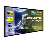 Silver Ticket Products STR Series 6 Piece Home Theater Fixed Frame 4K / 8K Ultra HD, HDTV, HDR & Active 3D Movie Projection Screen, 16:9 Format, 120" Diagonal, Woven Acoustic Material STR-169120-WAB