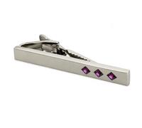 Silver Tie Bar for Men by Onyx Art CTB03, with Amethyst Crystal - Luxury Men’s Tie Clip for Weddings, Business & Formal Occasion Accessories in Premier Life Packaging