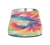 Silver Tie Dye Background Vibrant Colors and Swirling Patterns Tie-dye Pattern Pets Food Bowl Enhanced Stainless Steel Raised Cat Bowl for Medium Dogs Whisker Fatigue