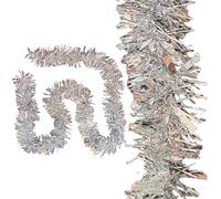 Silver Tinsel Garland for Decoration 2 meter Christmas Tinsel Garland Fluffy and Shiny Tinsel for Xmas Tree Backdrops Wall Garland Tree Indoor and Outdoor Décor.
