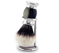Silver Tip Badger Hair Shaving Brush Horn Replica Handle & Brush Stand