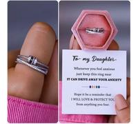 (Silver, To My Daughter) To My Daughter- Drive Away Your Anxiety Fidget Rings -Adjustable Spinner Anxiety Ring Gift For Her Birthday Gift Back To School Gift