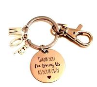 Silver Tone Adopted, Fostered, Stepdad, Stepmum 'Thank You for Loving Us As Your Own' Keychain, Multiple Letters, Step Parents, Father's, Mother's Day