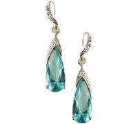 Silver Tone Antique Vintage Retro Art Deco Nouveau Style Gatsby Flapper Imitation Aquamarine Light Blue Topaz Rhinestone Wedding Bridesmaid Earrings