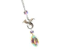 Silver-Tone Dragon Crystal Ornament for Home Decor, Faceted Prism Accent for Window, Shelf, or Car Interior Display Dragon Crystal Decor Window Accent Faceted Prism Ornament Fantasy Home Car Charm