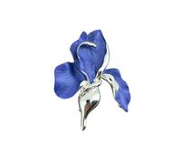 Silver Tone Iris Violet Blue Flower Brooch