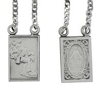 Silver-Tone Metal Our Lady of Mount Carmel Scapular Medal | Two Rectangular Medals on Chain | 18" Chain | Great Catholic Gift for Confirmation | Includes Prayer Card | Made in Italy
