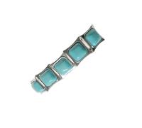 Silver Tone Navajo Southwest Western Vintage Mid Century Style Resin Turquoise Chunky Statement Stretch Bracelet
