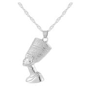 Silver Tone Nefertiti Pendant Necklace Egyptian Queen Eternal v1