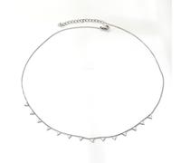 Silver Tone Stainless Steel Triangle Charm Necklace, 40+5cm Dainty Geometric Station Choker