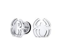 Bling Jewelry Silver Tone Widow Spider Insect Faux Fake Cheater Illusion Plug Stud Piercing Earrings Surgical Steel 16G Stud Earrings for Men for Women