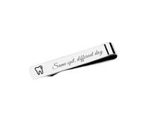 Silver Tooth Tie Clip Dental Dentist Gifts for Men Dental Hygienist Birthday Gifts for Him Tie Bars Clips Office Supplies, Silver, S