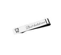Silver Tooth Tie Clip Dental Dentist Gifts for Men Dental Hygienist Birthday Gifts for Him Tie Bars Clips Office Supplies, S, Non-Precious Metal, No Gemstone