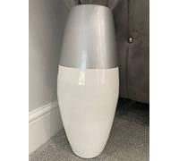Silver top & white bamboo vase 45cm floor or table vase