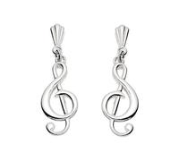 Silver Treble Clef Andralok Drop Earrings - 24mm drop - F9980