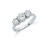 Silver Trilogy Engagement Ring One Carat Rhodium Finish 925 Hallmark - Size: L