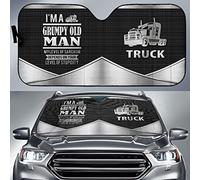 Silver Truck I'M A Grumpy Old Man Metal Pattern Print Front Windshield Sun Shade Heat Protection Car Windshield Sun Shade Foldable Windscreen Car Sunshades Universal For Suv Cars Vans S