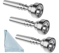 Silver Trumpet Mouthpiece 7C 5C 3C Trumpet Mouthpiece Set with Box Cleaning Cloth Compatible with Yamaha Bach Conn King Musical Instruments for Beginners and Professional Players 3Pack