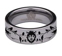 Silver Tungsten Carbide Wolf and Raven Ring 8mm Wedding Band and Anniversary Ring Fit for Men and Women Size 13.5