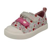 (Silver, UK 4 Infant) Childrens Clarks Pattern Detailed Light Weight Canvas Shoes City Bright - G Fit