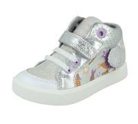 (Silver, UK 6.5 Infant) Childrens Clarks Casual Hi-Top Trainers City Pop - Silver Combi Textile - UK Size 5.5F - EU Size 22 - US Size 6M