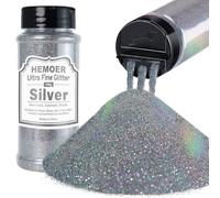 Silver Ultra Fine Glitter, 5oz /140g Cosmetic Holographic Sparkle Glitter for Hair Face Body Eye Nail Art Festival, Resin Crafts, Epoxy, Tumblers, Resin Jewelry, Candle, Painting Arts