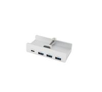 Silver USB 3.0 Hub 5Gbps USB C Hub With Clamp Aluminum Alloy 4 Port USB Splitter