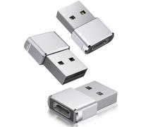 (Silver) USB C Female to USB Male Adapter 3 Pack,Type C to A Charger Cable Converter