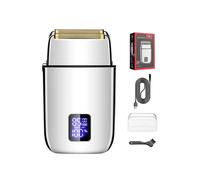 (Silver, USB model) Reciprocating electric shaver full body washing men's razor LCD digital display multi-stage adjustment basal machine