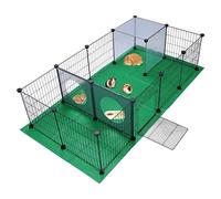 SILVER VALLEY Pet Playpen, Small Animals Cage, Exercise Fence with Mat, DIY Iron Mesh Panel, Interesting Game Holes Design, Ideal for Puppy,Rabbit,Kitten,Hamster,Guinea Pig,Hedgehog (140x70x35cm)