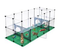 SILVER VALLEY Rabbit Playpen, Guinea Pig Cage, Hamster Cages, One Door Design for Small Animal, Bunny, Puppy, Kitten, Hedgehog, DIY, Portable, Exercise Fence with Mat, 153 x 64 x 64cm, Black