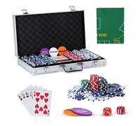 SILVER VALLEY Texas Holdem Poker Set, 300 Piece Set in Aluminium Case with 11.5g Heavyweight Chips, 1 double-sided reversible Flet Mat, 2 Decks Playing Cards, 5 Dice, Dealer, Big Small Blind Button