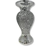 Silver Vase Statue Sparkle Ornament Bling Crushed Diamond Gift | Fully Crushed mirrored flower pot with floral design - VM 459| Crushed Diamond Display |Gift Present for all occasion Home Decoration