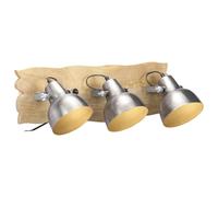 (silver) vidaXL 1/3x Mango Wood Industrial Wall Lamp Wall Mounted Light Silver/Brass