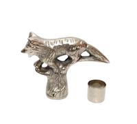 Silver Vintage Designer Solid Brass Wolf Head Walking Stick Handle Only - Antique Victorian-Style Replacement Cane for Men & Women