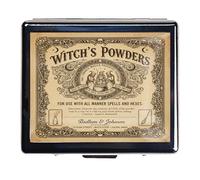 Silver Vintage Pill Box 7 Day Metal Pill Box with Mirror and 8 Compartments Cute Travel Pill Organizer for Purse (Witch)