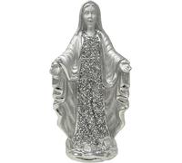 Silver Virgin Mary Statue 25cm - Crushed Diamond Effect Our Lady of Grace Figurine | Catholic Religious Ornament for Home, Altar, Prayer Room, Wedding or Mother Gift