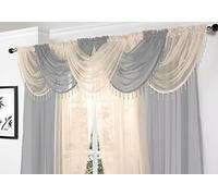 Silver Voile Curtain Swag with Crystal Beaded Trim by Supplied by Maple Textiles