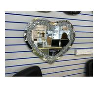Silver Wall Mirror Gatsby Crushed Diamond Crystal Glass Frame Heart