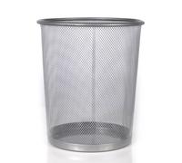 Silver Waste Paper Bin Basket - Wire Mesh Trash Bin for The Office, Bedroom, Bathroom, Lounge, University Dorm Rooms - Modern & Space-Saving Baskets & Bins with Solid & Stable Base, Heavy Duty Metal